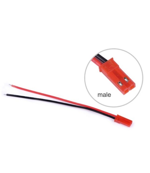 2 Pins Male JST Connector Cable AWG 24 Red 10cm