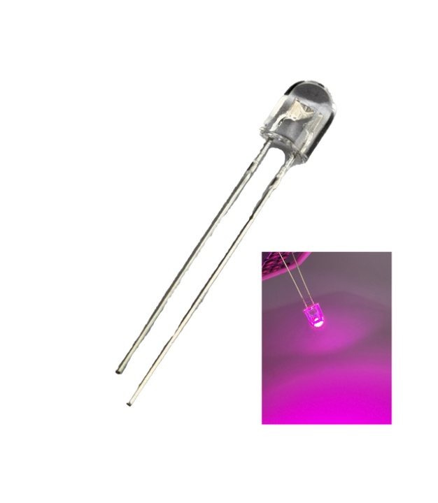 5mm Oval Pink LED 5mm Water Clear Lens edgeless 3V