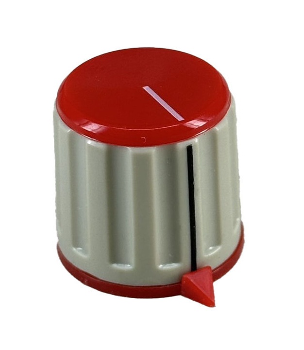 Amplifier Silver Knob Red top 25X20mm shaft hole 6mm