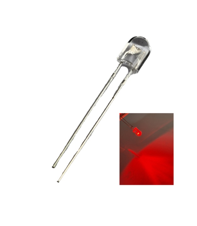 	5mm Oval Red LED 5mm Transparent Lens edgeless 3V
