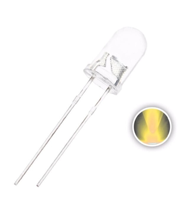 12V Warm White LED 5mm Water clear Lens