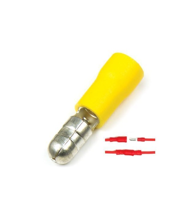 Male Bullet Insulated Crimp Terminal Yellow Size 4mm² to 6mm²