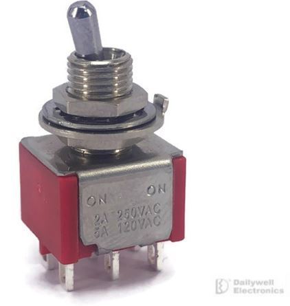 Mini Toggle Switch 1M Series DPDT On-On Short Lever
